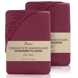 NatureMark Spannbettlaken gebürstete Mikrofaser Spannbettlaken 2er-Pack, Polyester, Gummizug: rundum, (2 Stück), viele Größen / Farben Markenware 140x200cm, 2er-Pack, Bordeaux rot lila|rot 140 cm x 200 cm
