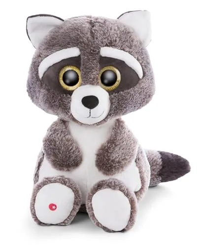 NICI GLUBSCHIS Kuscheltier Waschbär Clooney 45cm – grau - Stofftier & Teddybären: XXL Kuscheltier mit goldig-glitzernden Augen, ideal zum Kuscheln und Spielen – das perfekte Geschenk für Kinder und Erwachsene!
