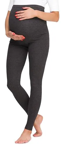 Be Mammy Damen Lange Umstandsleggings BE20-257(Dunkelmelange, XL)