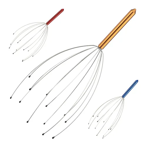 Kopfmassagegerät 12 Ausleger Kopfspinne - Entspannen Sie sich mit dieser flexiblen Kopfmassagespinne aus Aluminium und Edelstahl. Ideal für eine erholsame Massage und zur Unterstützung der Entspannung.