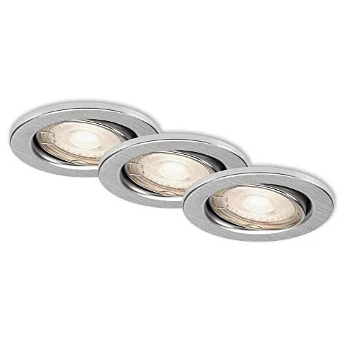 Briloner LED-Einbaustrahler Aluminium 3er-Set - Moderne Einbauleuchten für individuellen Innenbereich, schwenkbar mit warmweißem Licht, inklusive langlebiger GU10-Leuchtmittel.