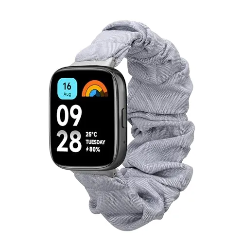 kwmobile Ersatz Armband kompatibel mit Xiaomi Redmi Watch 3 Active/Redmi Watch 3 Lite - Smartwatch Scrunchie Haargummi Design Blaugrau - Innenmaße 14-19 cm