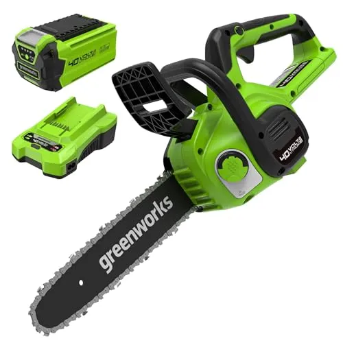 Greenworks Akku Kettensäge mit Akku und Ladegerät, 12 Zoll (30 cm) Blattlänge, 4,2 m/s Kettengeschwindigkeit, 2,6 kg, automatische Kettenschmierung, 40V 2Ah Akku, 3 Jahre Garantie-G40CS30IIK2
