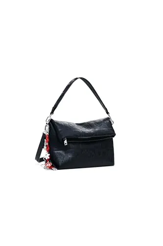 Desigual BAG_ALL MICKEY LOVERTY 4. – Stylische Umhängetasche - Umhängetasche in Uni Schwarz mit Reißverschluss und Klappe, bietet praktischen Stauraum mit zwei austauschbaren Griffen für individuellen Stil.