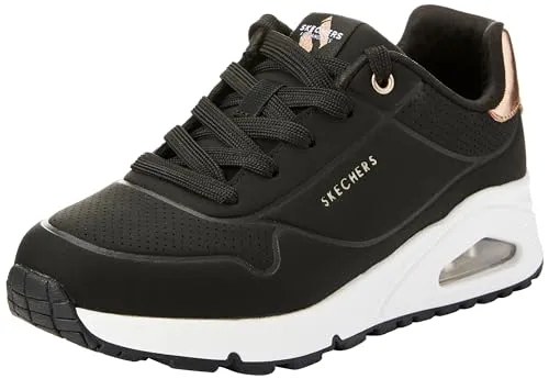 SKECHERS ESS - STREET GIRLS Sneaker für Kinder - Sneaker in Schwarz aus Lederimitat mit gepolstertem Schaftrand und Skechers Air-Cooled Memory Foam für ultimativen Komfort. Ideal für Freizeitaktivitäten.