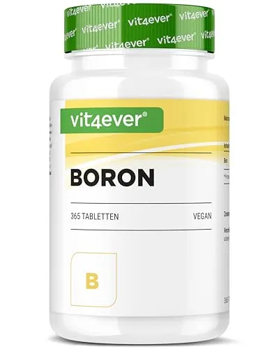 Vit4ever Boron 3 mg - Jahresvorrat mit 365 Tabletten - Boron-Präparate mit hochdosiertem, reinem Natriumborat. Ideal für eine ganzjährige Versorgung. 100 % vegan, ohne künstliche Zusätze und laktosefrei.