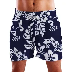 King Kameha Badeshorts Hibiscus Funky Hawaii Bade-Shorts Mesh-Einsatz Verschluss Kordelzug Mit integriertem Mesh-Innenslip für extra Komfort blau XL