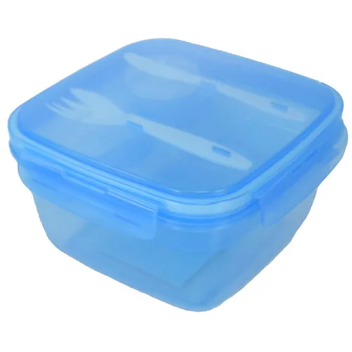 Lunchbox Bento Box Brotdose mit Besteck und Soßenbecher Salatbox blau Vesper