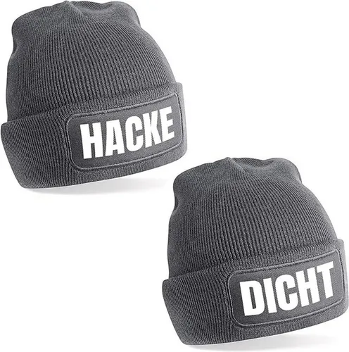 Herzbotschaft Beanie 2er Set Beanies Strickmütze mit Spruch Hacke Dicht Unisex SoftTouch angenehm weiche und warme Wintermütze Einheitsgröße