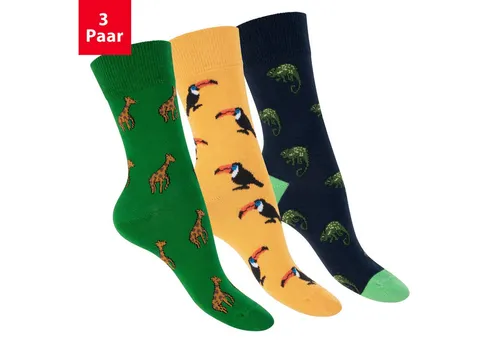 Footstar Basicsocken Damen/Herren Bunte Motiv Socken Funny Baumwollsocken