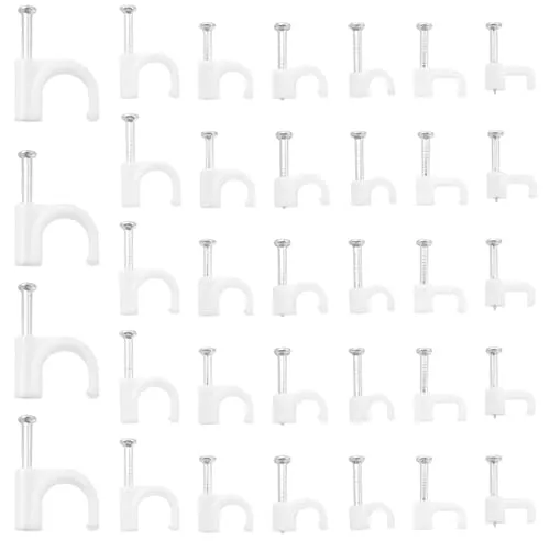 XNJIHWA 700 Stück Kabel Befestigungen Wand Kabelhalter mit Nagel Befestigung Nagel Kabel Nagelschellen Weiß 4mm 5mm 6mm 8mm 10mm