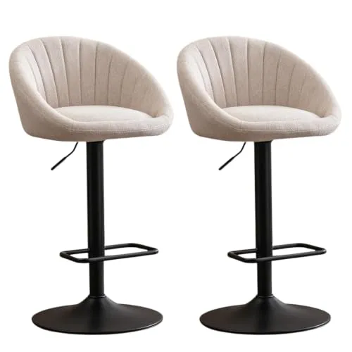 Ya-Home Barhocker 2er Set höhenverstellbar mit Fußstütze, Beige