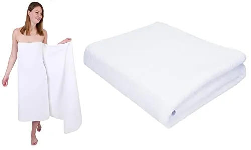 Betz Badetücher XXL 100x200 cm – 2er Set – Saunatücher & Strandtücher aus 100% Baumwolle, 360 g/m² – saugstark & weich – große Handtücher mit Aufhänger – Serie Berlin – Farbe Weiß