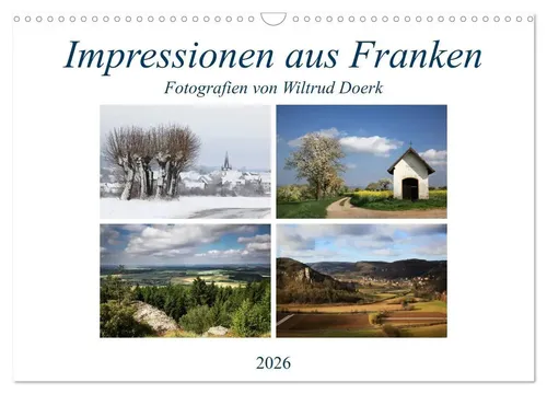Impressionen aus Franken Wandkalender 2026 - Monatskalender DIN A3 quer, zeigt atemberaubende Landschaften von Franken und ist perfekt für Reisefans und Heimatliebhaber.