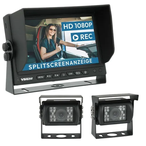 7“ LKW-Set HD-Auflösung Rückfahrsystem 2 Kameras 120° 12-24V IP67 Nachtsicht