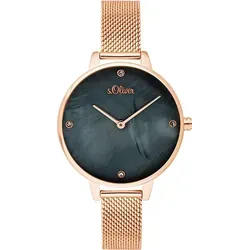 s.Oliver Damen-Armbanduhr Analog Quarz in Roségold/Perlmutt-Dunkelgrau - Elegante Armbanduhr für Damen, zeitloses Design mit hochwertigem Quarzwerk und edlen Materialien, perfekt für jeden Anlass.