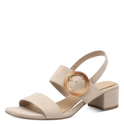 MARCO TOZZI Damen Sandalen mit Absatz - Beige (Dune), 38 EU - Wanderschuhe mit Feel Me Sohle für optimalen Tragekomfort, perfekt für stilvolle Auftritte und angenehmes Gehen.