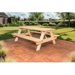 SenS-Line BOKITO Picknick Set aus Holz – Robuste Sitzgruppe - Das SenS-Line BOKITO Picknick Set aus wetterfest imprägniertem Kiefernholz bietet Platz für bis zu acht Personen. Stabil und langlebig, ideal für gesellige Stunden im Garten oder auf der Terrasse.