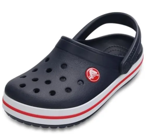 Crocs Unisex Kids Crocband Clog K, Navy/Red, 32/33 EU - Bequeme Clogs für Kinder - Clogs & Pantoletten für Mädchen, extrem leicht und mit Belüftungsöffnungen für optimale Atmungsaktivität und Komfort beim Spielen.