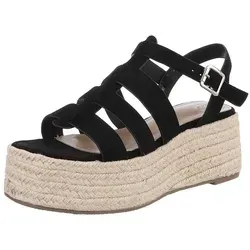 Ital-Design Plateau-Sandaletten für Damen – Elegante Keilsandaletten in Schwarz - Wanderschuhe mit 7 cm Absatzhöhe und 5 cm Plateau, ideal für den Sommer. Bequemes Riemchen-Design und stylischer Keilabsatz sorgen für einen tollen Look.