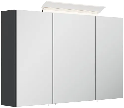 Spiegelschrank 120cm mit LED-Lampe und Glasböden - Eleganter Spiegelschrank in Hochglanzweiß, ausgestattet mit Soft-Close-Türen und 6 Glasregalböden. Inklusive Design LED-Acrylglaslampe für optimale Ausleuchtung.