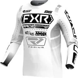 FXR Podium 2025 Jugend Motocross Jersey, schwarz-weiss, Größe S - Motocross-Jersey aus leichtem Polyester-Mesh für optimale Atmungsaktivität und Komfort. Das schmal geschnittene Design sorgt für eine verbesserte Passform und weniger Reibung.
