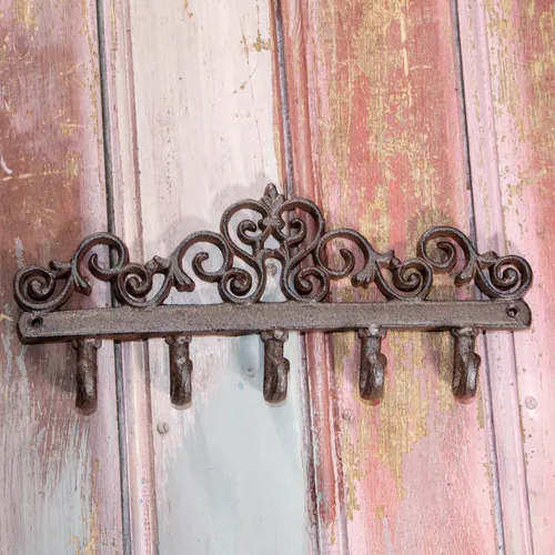 Flurgarderobe, Gusseisen, Antik-Look mit 5 Kleiderhaken von Antikas