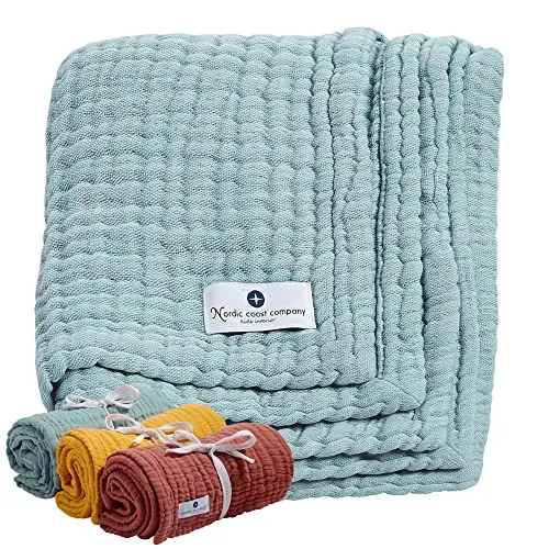 Babydecke Musselin Mulltuch von Nordic Coast Baby - Bettdecken für Babys, atmungsaktiv und vielseitig einsetzbar – ideal als Zudecke im Kinderwagen und pflegeleicht bei 40 Grad waschbar.