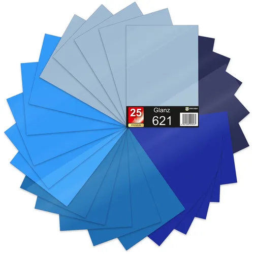 25er Set DIN A4 Bögen Blau 30x21cm ORACAL 621 Glanz Folie Auto Plotter