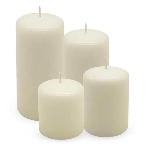 Echtwachs Stumpenkerzen 4er Set - elfenbein - Adventskerzen in 4 verschiedenen Höhen - Blockkerze Laternenkerze Windlicht Kerze Weihnachten Winter Dekoration natur unparfümiert