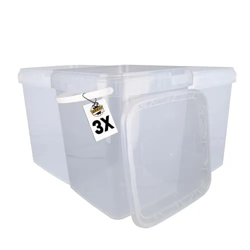 FixedByU 3 Eimer mit Deckel 10L transparent eckig, lebensmittelecht - Praktische 10L Eimer im Set für Lebensmittel und mehr. Stabil, luftdicht und mit Griff für einfachen Transport. Ideal für frische Zutaten und chemische Produkte.