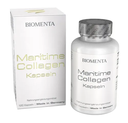BIOMENTA Maritime Collagen - 120 Kapseln mit Auster und Kaviar - Collagen Nahrungsergänzungsmittel mit hochwertigen Inhaltsstoffen wie Auster und Kaviar, fördert die Hautelastizität und sorgt für ein jugendliches Aussehen.
