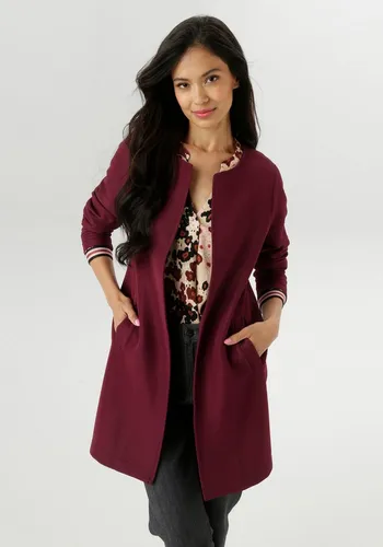 Longblazer ANISTON SELECTED, Damen, Gr. 38, rot (bordeaux) - Business-Mode. Modischer Longblazer von Aniston Selected in figurumspielender Passform aus elastischem Ottoman-Material, perfekt für elegante Auftritte.