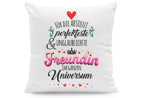 GRAVURZEILE Zierkissen mit Spruch - Für die perfekte Freundin - Geschenk für Freunde -