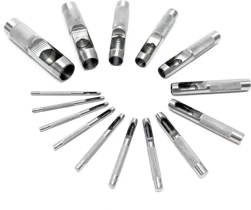 Locheisen Satz 2-22mm 15tlg Kohlenstoffstahl für Leder, Gummi, Weichplastik u.v.m. Locheisenset