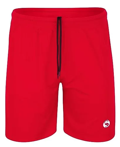 STARK SOUL Sporthose kurz ohne Innenslip - feuchtigkeitstransportierende Trainingshose, elastischer Bund, Herren und Kinder Größen, Rot, Größe XL