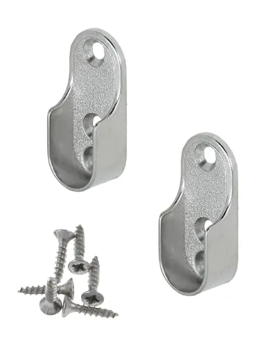 Gedotec Schrankrohrlager oval Halterung für Kleiderstange Schrank | 30 x 15 mm | OVA | 2 Stück - Metall Kleiderstangenhalter für Ovalstange | Stahl vernickelt | Kleiderschrank