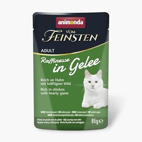 animonda Vom Feinsten Adult Raffinesse Katzenfutter in Gelee mit Huhn und Wild (24 x 85 g), Nassfutter mit Taurin und Vitamin D3, ohne Zusatz von Soja, Zucker und Konservierungsstoffen