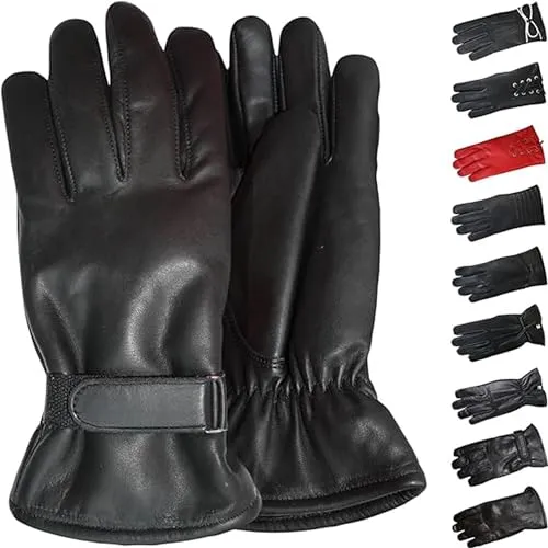 German Wear Damen Lederhandschuhe Lammnappa Handschuhe echtleder winter Handschuhe Gl-1 Schwarz - XL=9 Handumfang 25cm