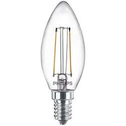 Philips Filament-Kerzenlampe, B35 E14, transparent, 25 W, 2 W, 25 W, E14, 250 lm, 15000 h, Warmweiß