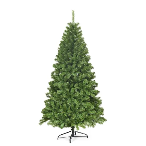 GOPLUS 180 cm Künstlicher Weihnachtsbaum - Dekorative Weihnachtsfichte mit 928 PVC-Nadeln und robustem Metallständer. Ideal für stimmungsvolle Feiertage, einfach aufzubauen und zu lagern.