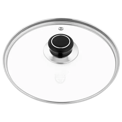 GRÄWE Glasdeckel mit Edelstahlring Ø 20 cm inkl. Dampfaustritt, spülmaschinengeeignet, Topfdeckel, Pfannendeckel, Universaldeckel, hitzebeständiger Deckel