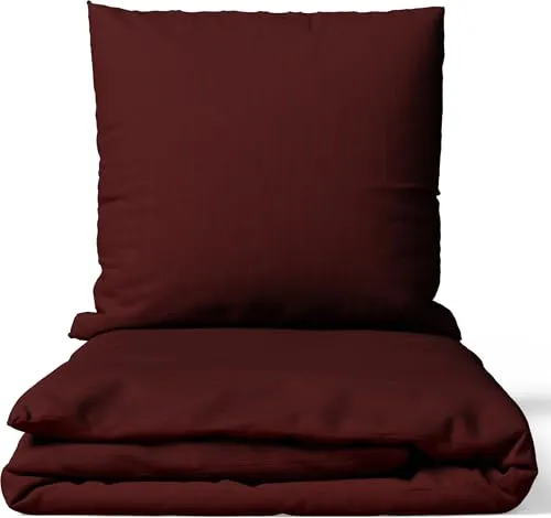 Leonado Vicenti Satin Bettwäsche 200x200 cm Bordeaux | 100% Baumwolle Damast | 4-Jahreszeiten Set mit Kissenbezug 80x80 cm | Premium Qualität | Weich & Hautfreundlich | Mit Reißverschluss