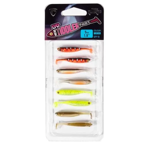 Fox Rage UV Micro Tiddler Fast 4cm - 8 Gummfiische, Gummiköder zum Spinnfischen, Softbaits für Barsche