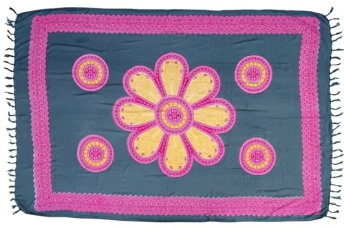 GURU SHOP Bali Sarong, Wandbehang, Wickelrock, Sarongkleid - Grau, Herren/Damen, Synthetisch