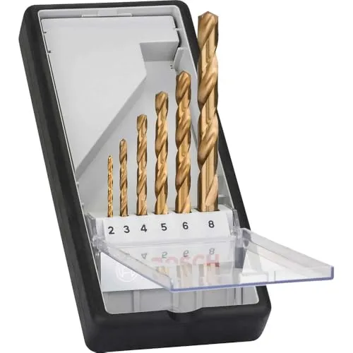 Bosch HSS Metall-Spiralbohrer-Set 6-teilig TiN - Handwerkzeug-Zubehör, langlebige HSS-TiN Spiralbohrer für präzises Bohren in Metall mit hoher Oberflächenqualität und geringem Verschleiß.