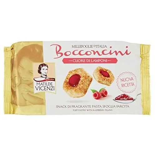 Matilde Vicenzi Bocconcini Cuore di Lamponi Himbeere 90g Kekse Gefüllte Snacks