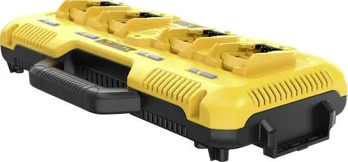 DEWALT DCB104 Schnellladegerät - Vierfach-Schnellladegerät für DEWALT Li-Ion XR Akkus, ermöglicht gleichzeitiges Laden von bis zu 4 Akkus. Hoher Ladestrom von bis zu 8 A für schnellen Ladeprozess und lange Lebensdauer der Akkus.