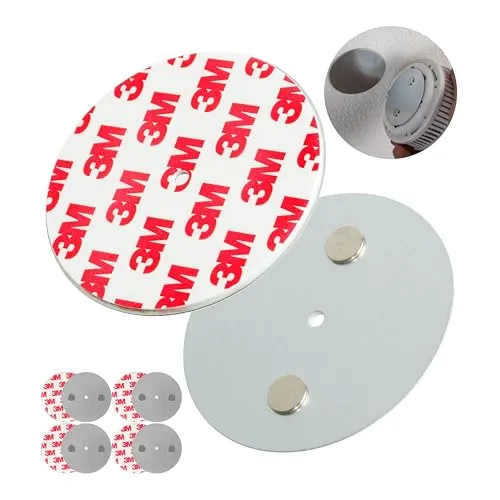 Rauchmelder Magnethalter, 5 Stück, Ø 70 mm Durchmesser, zum Kleben an die Decke, Magnethalterung mit Befestigung ohne Bohren, Halter für Feuermelder und Rauchwarnmelder, Warngerät Klebepad Halterung