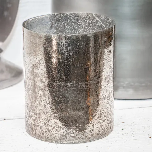 Blumenvase, Glas, Chabby Chic | Glas, Silber | H 16,0 x B 13,0 cm